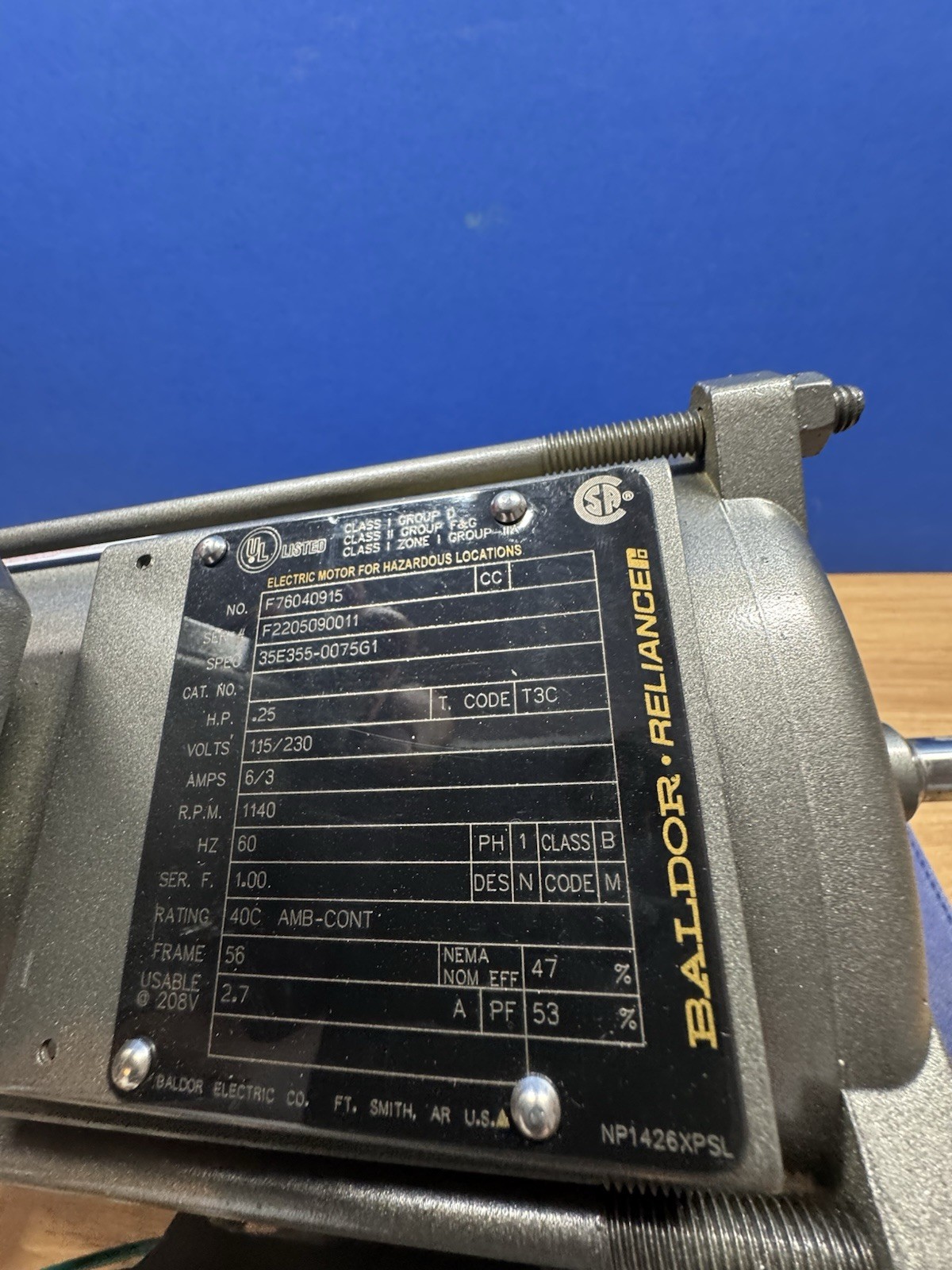 BALDOR Elec Motor BALDOR Reliance MOTOR, HP .25 115/230V, 1140RPM