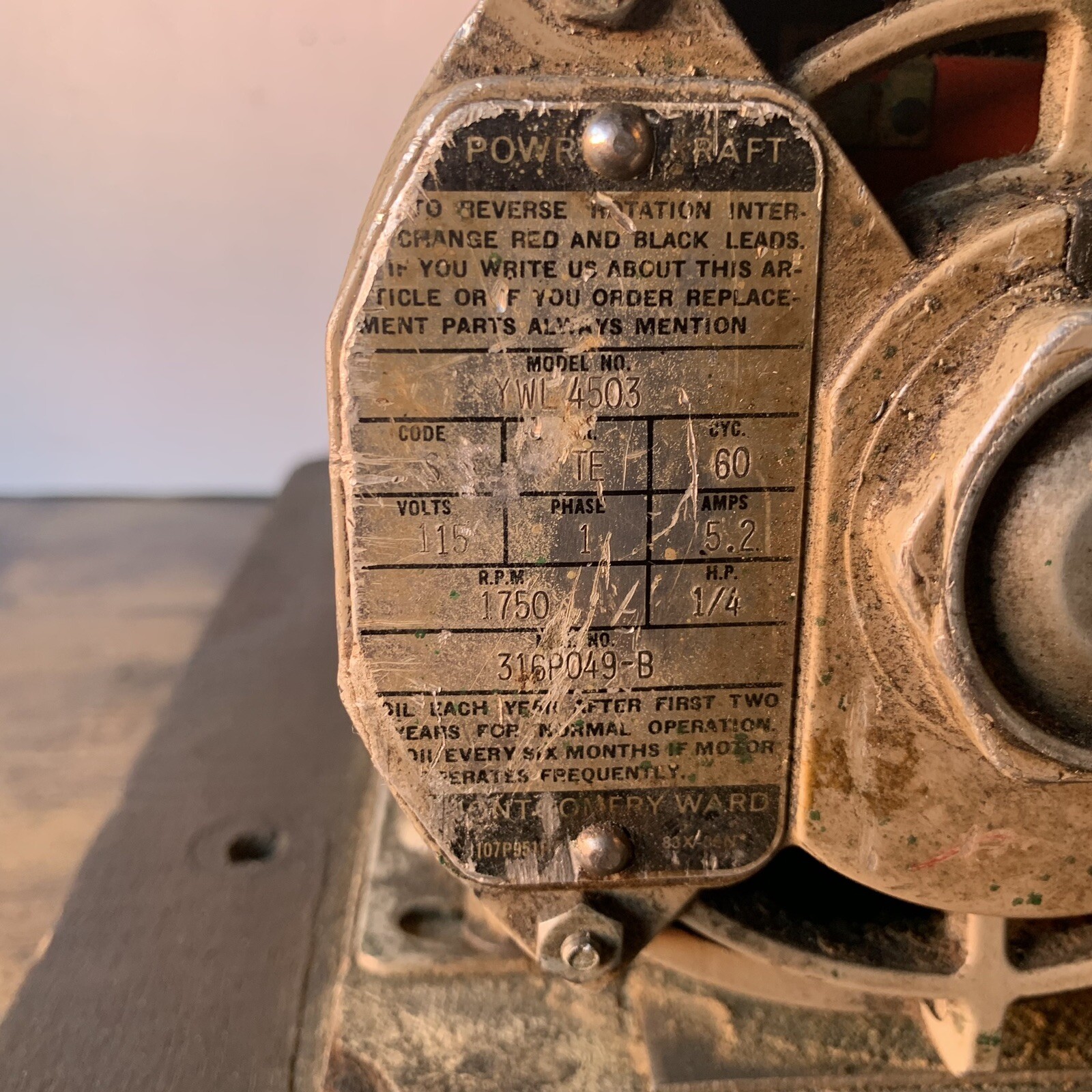 2 Vintage Motor Combo – Montgomery Ward ProCraft 1/4 HP + Janette Electric SL133