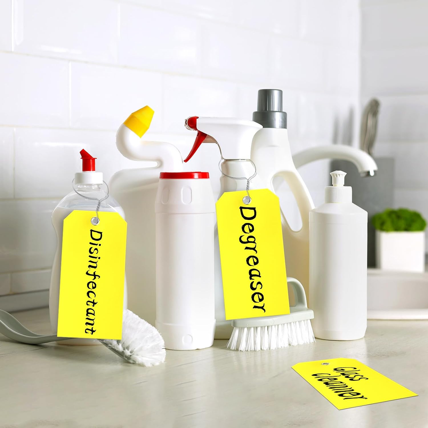 Waterproof Writable Plastic Tags with Wire Tie – 100 Pcs, Yellow, 6.25″x3.125