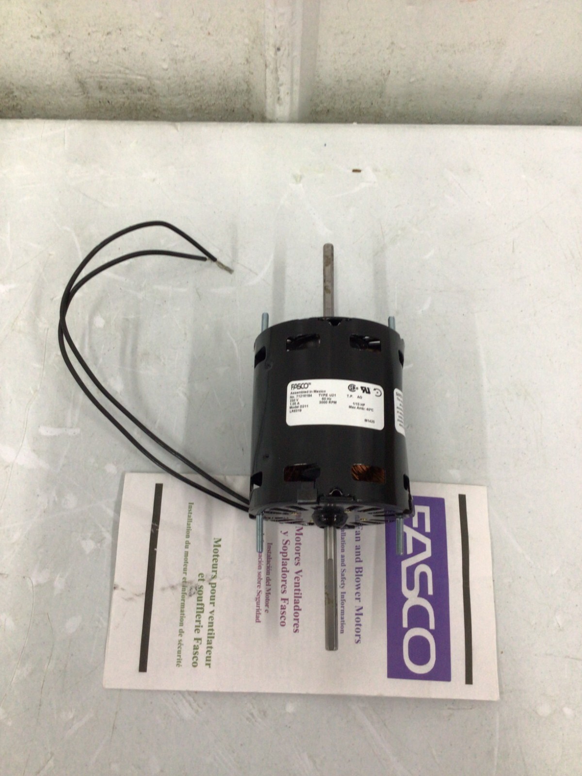 FASCO – D211 Motor,1/15 HP,3,000 rpm,115V