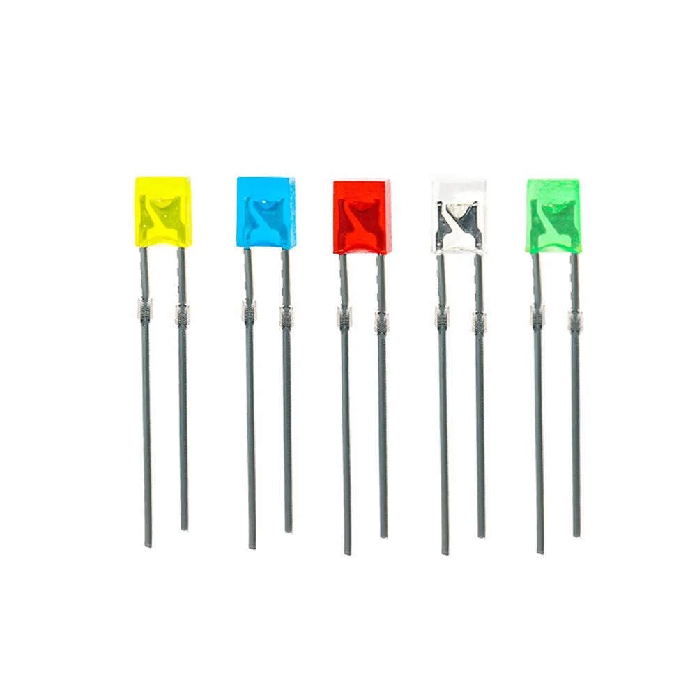 100 LED Sortiment rechteckig 2x3x4mm je 20x rot,grün,gelb,blau,weiß Leuchtdioden