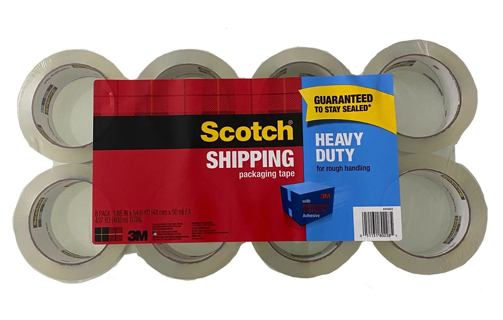 Scotch Shipping Packaging Tape 1.88 inch X 54.6 Yard Heavy Duty Tape – 8 PacK 