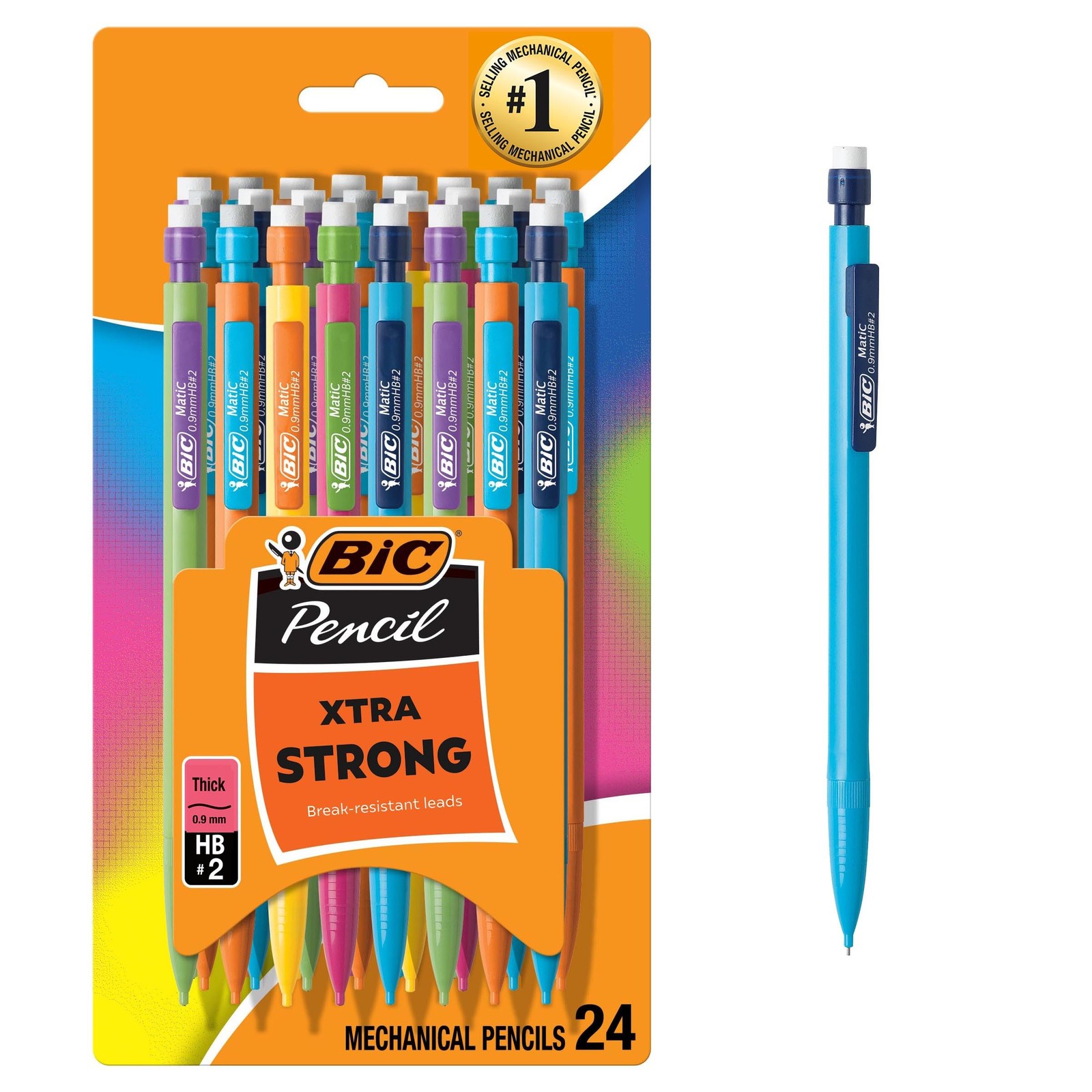 BIC Xtra Strong Mechanical Pencils with 24 Count (Pack of 1), Assorted