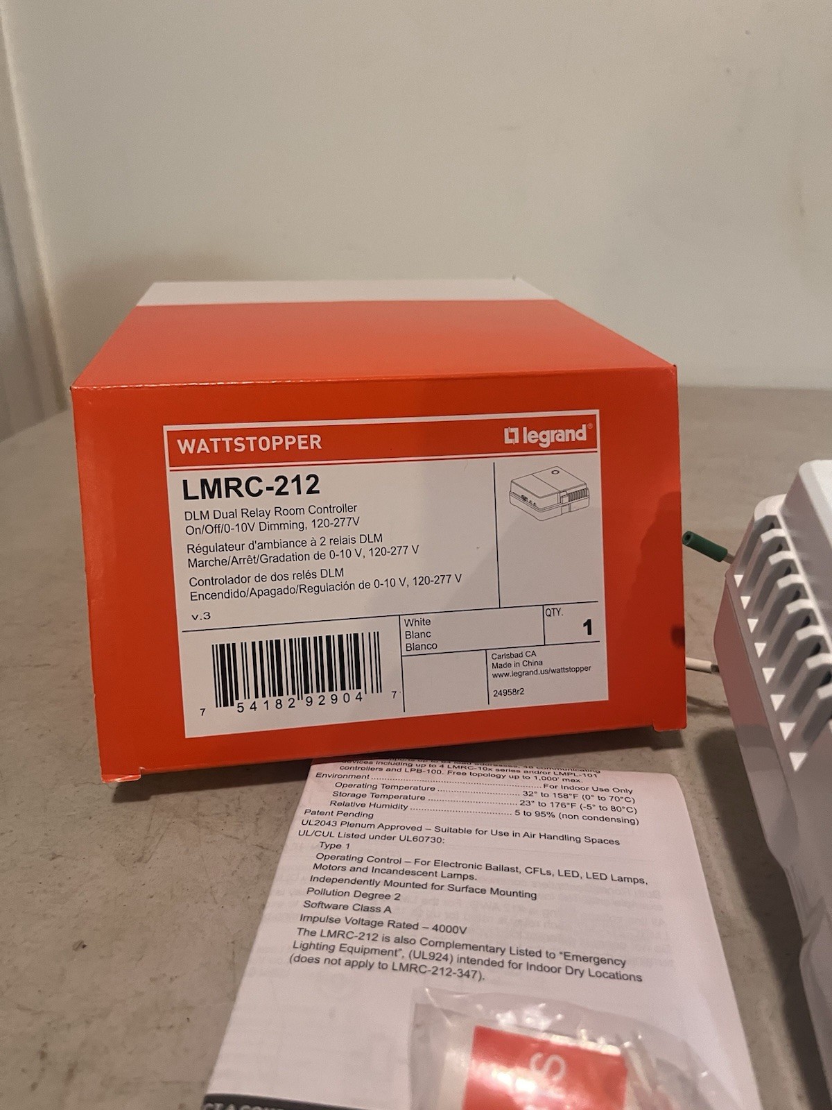 LMRC 212 Legrand Wattstopper DLM Room Controller 2 Relay 0-10V Dimming NIB
