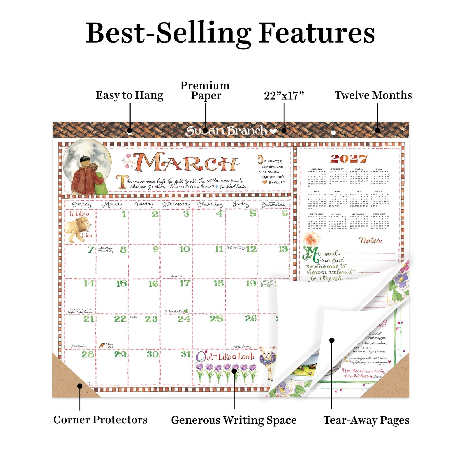 2027 Susan Branch Large Desk Pad Monthly Blotter Calendar