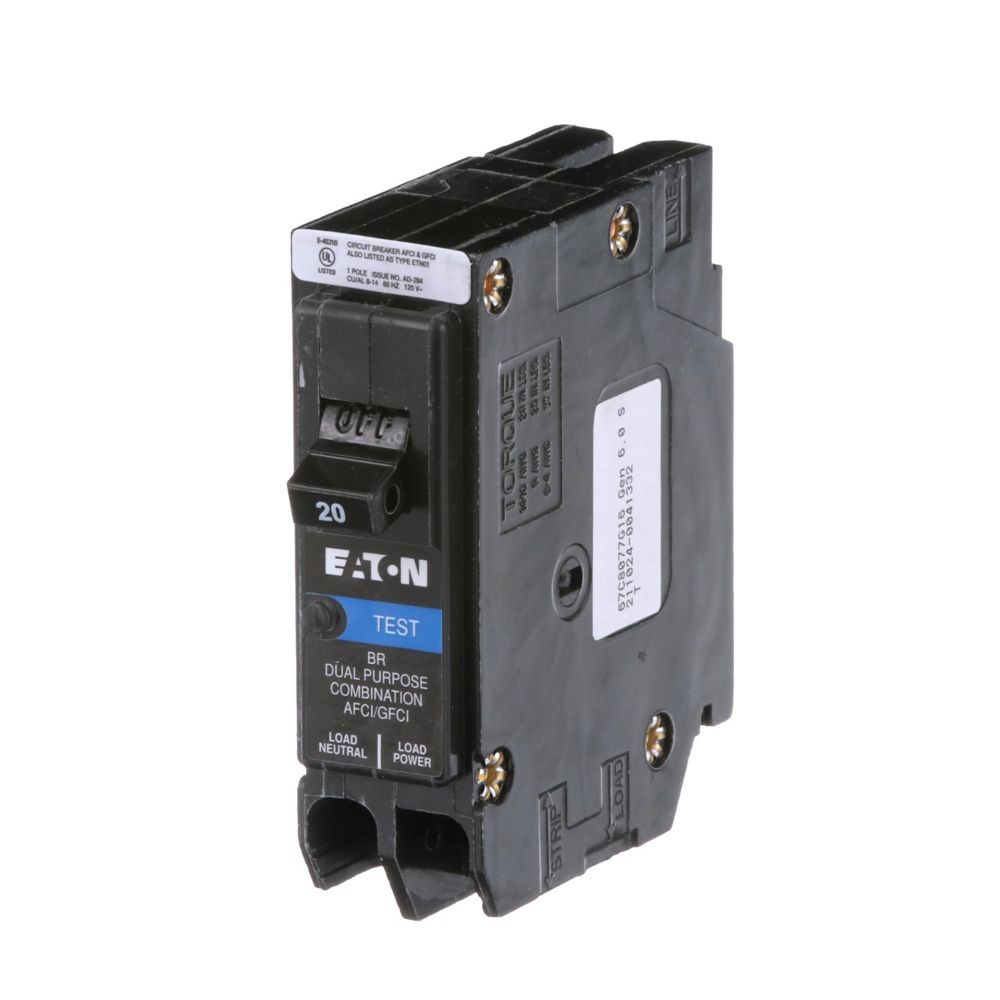 Eaton BRP120DF BR thermal magnetic 1 pole 20A circuit breaker