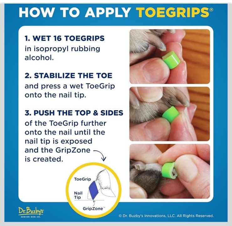 Dr Buzby’s XLarge ToeGrips for Dogs – Instant Traction on Wood/Hardwood Floor…
