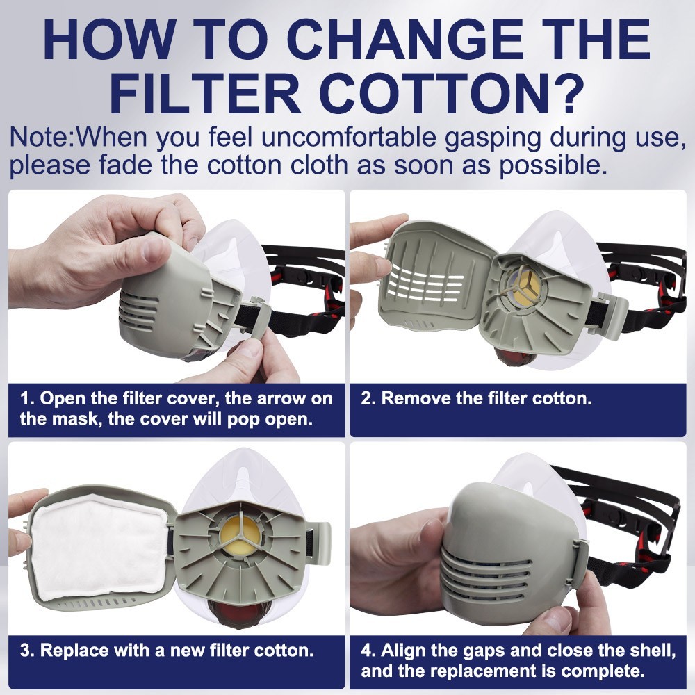 Half Face Dust Respirator Mask Cotton Painting Spraying Respirator with 10Filter