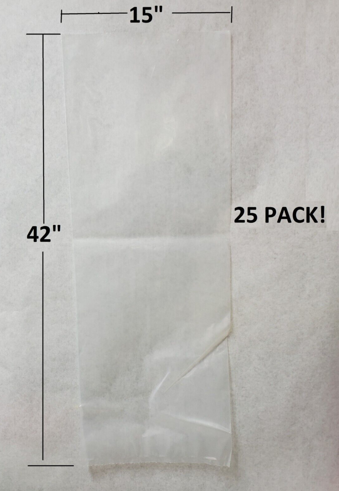 25 pcs! 15″ in x 42″ in Extra Heavy Duty 6 Mil Thick Long Poly Bags Heat-Seal HR