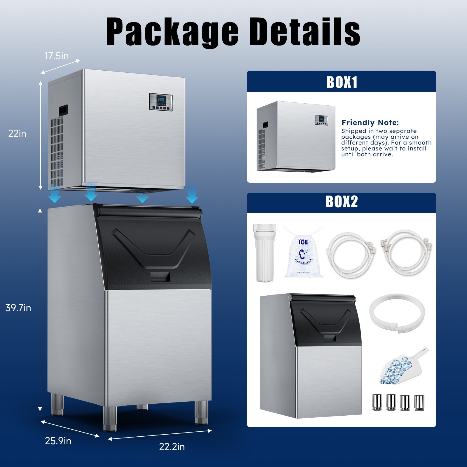 Commercial Ice Maker Machine 680LBS/24H, 560LBS Storage Bin Commercial Ice Maker