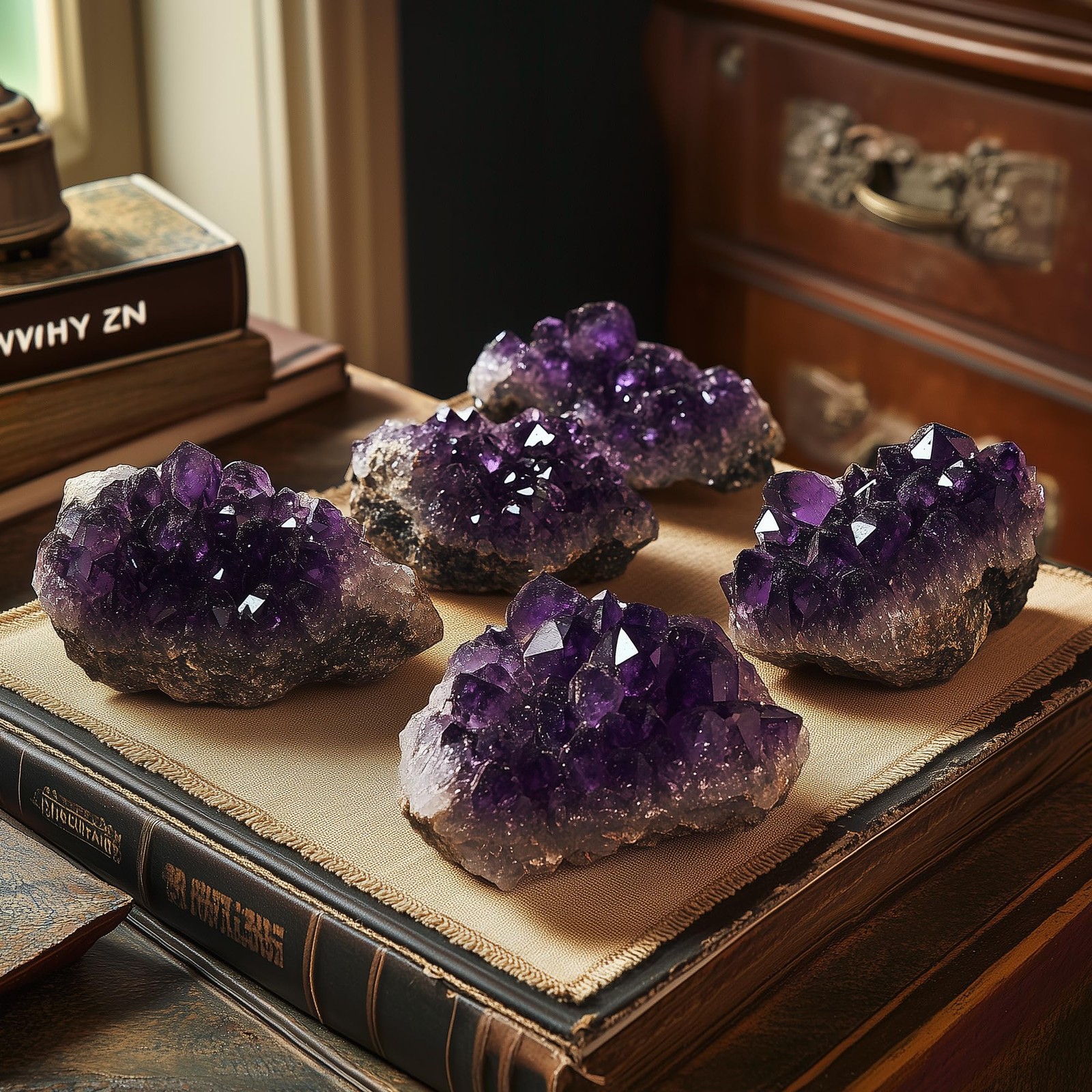 WYJHYZN Amethyst Crystal 2PCS (Approx. 0.882lb–1.15 lb, 0.79”–3.15”) Raw Purple