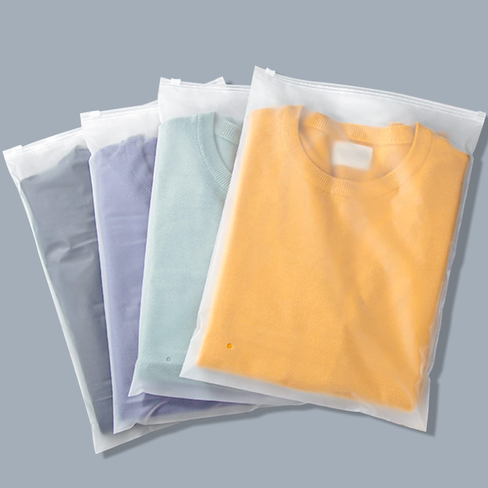 50 Count 14×18 Inch 2-Gallon Frosted Zipper Bags for Clothes Sweaters Hoodies