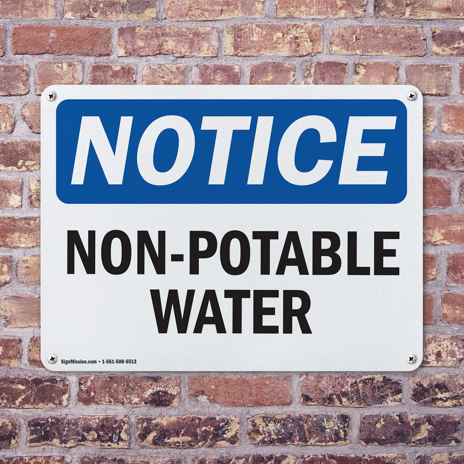 (2 Pack) Non-Potable Water OSHA Notice Sign Decal Metal Plastic