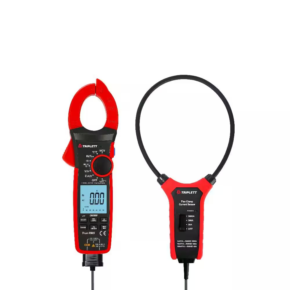 1000A Digital TRMS AC/DC Clamp with 3000A AC Flex Clamp