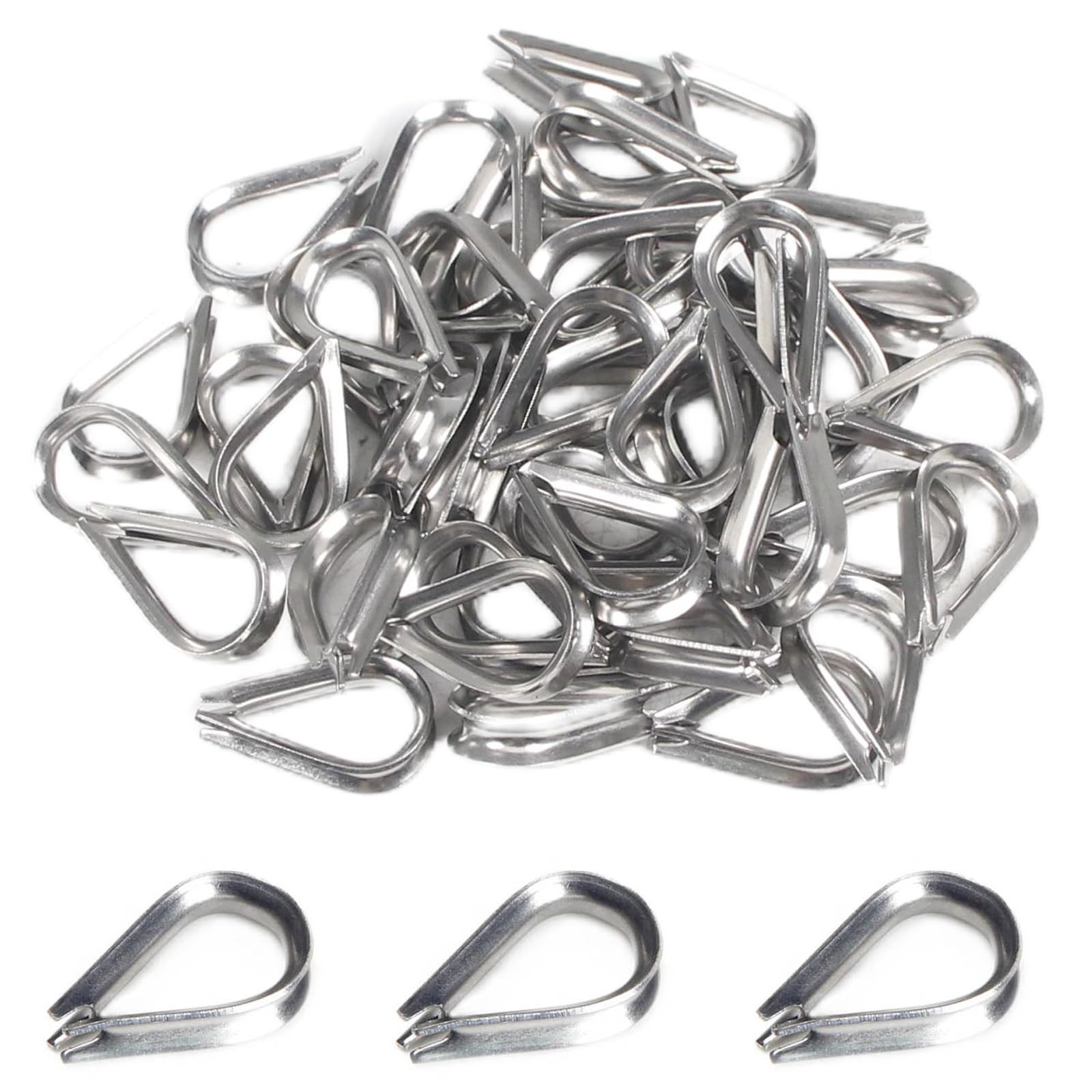 50 Pcs 1/8″ M3 Stainless Steel Wire Rope Thimbles for Cable Rope Thimble Rigging