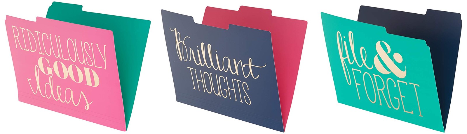 Decorative File Folders Set of 9 Gold Brilliant Thoughts Good Ideas