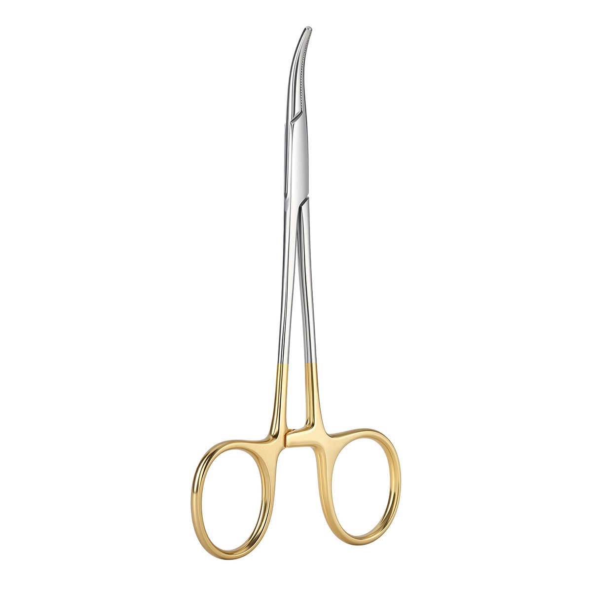 Dental Hemostat Forceps Surgical Instrument Curved / Straight Head Gold Handle