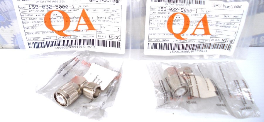 (2 Pcs) AMPHENOL – PN: 82-115 – UG212C/U – 90° ANGLE JACK-PLUG CONNECTOR -(NEW)