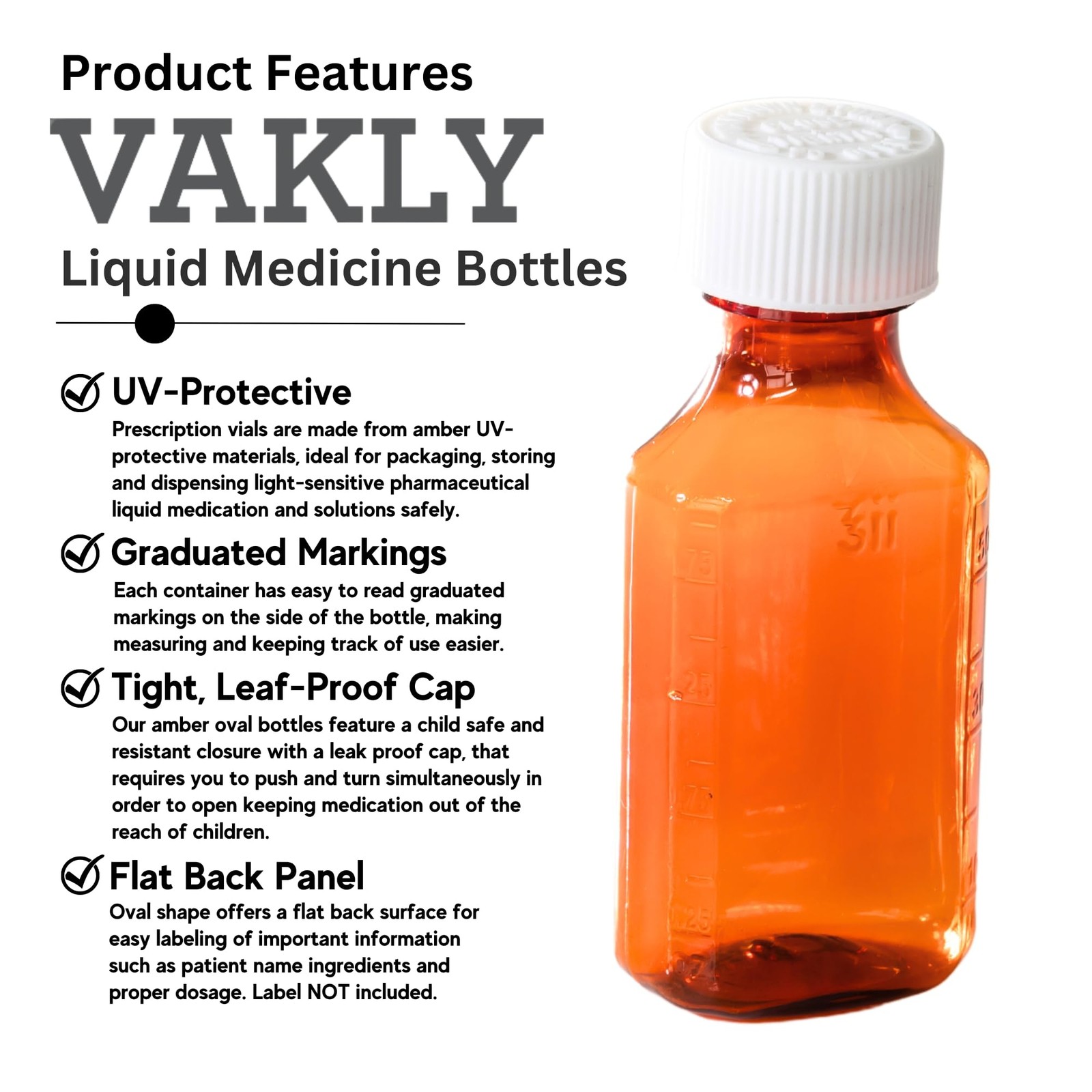 Vakly Amber Prescription Bottles 2 oz (5 Pack) – 2 Ounce [5 PACK],