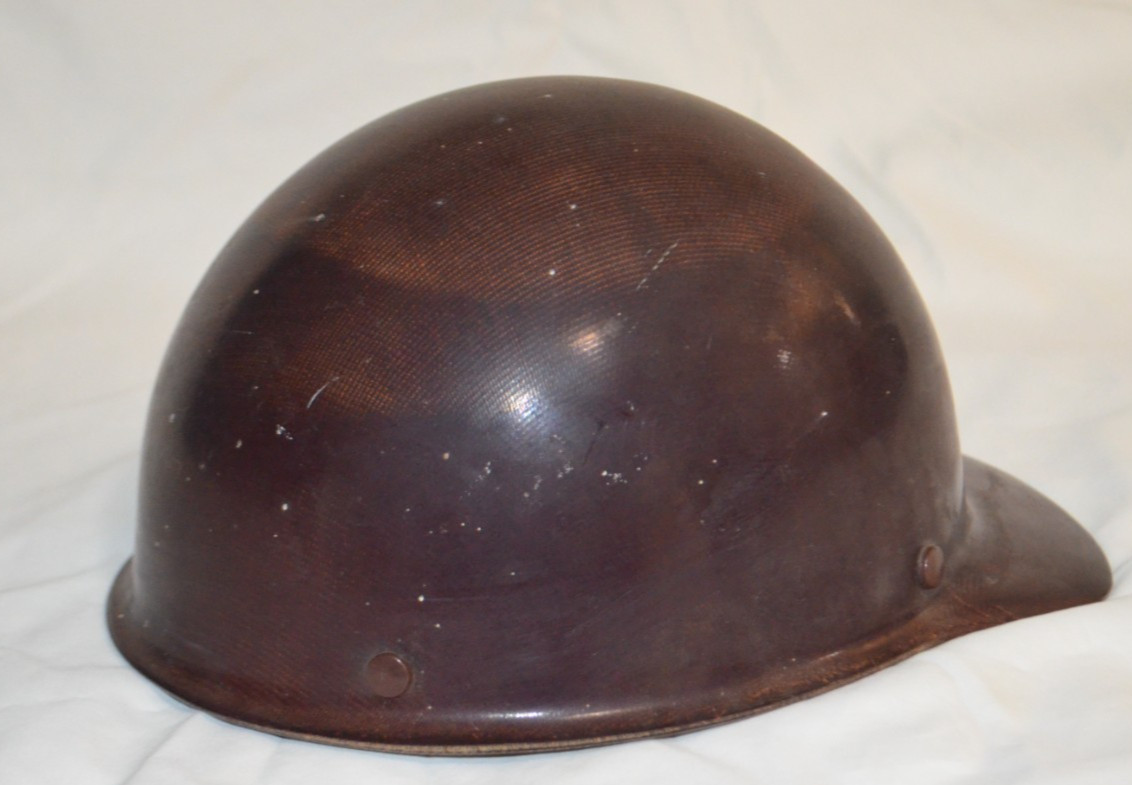 Vintage 1975 MSA Skullgard Brown Fiberglass Hard Hat Safety Helmet ANSI Class A