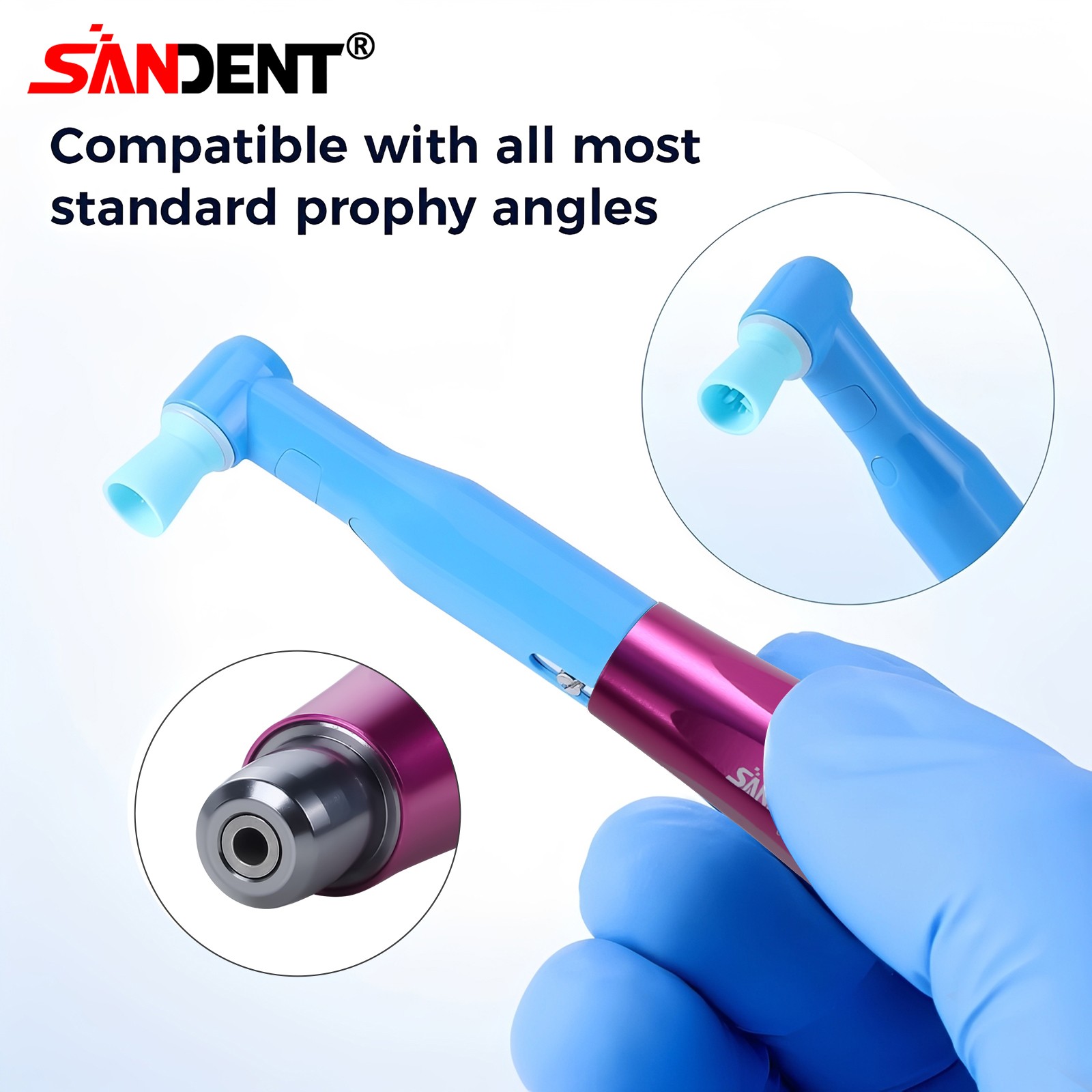 1-10 Dental Hygiene Prophy Handpiece Air Motor 4Holes 4:1 Nose Cone 360°Swivel