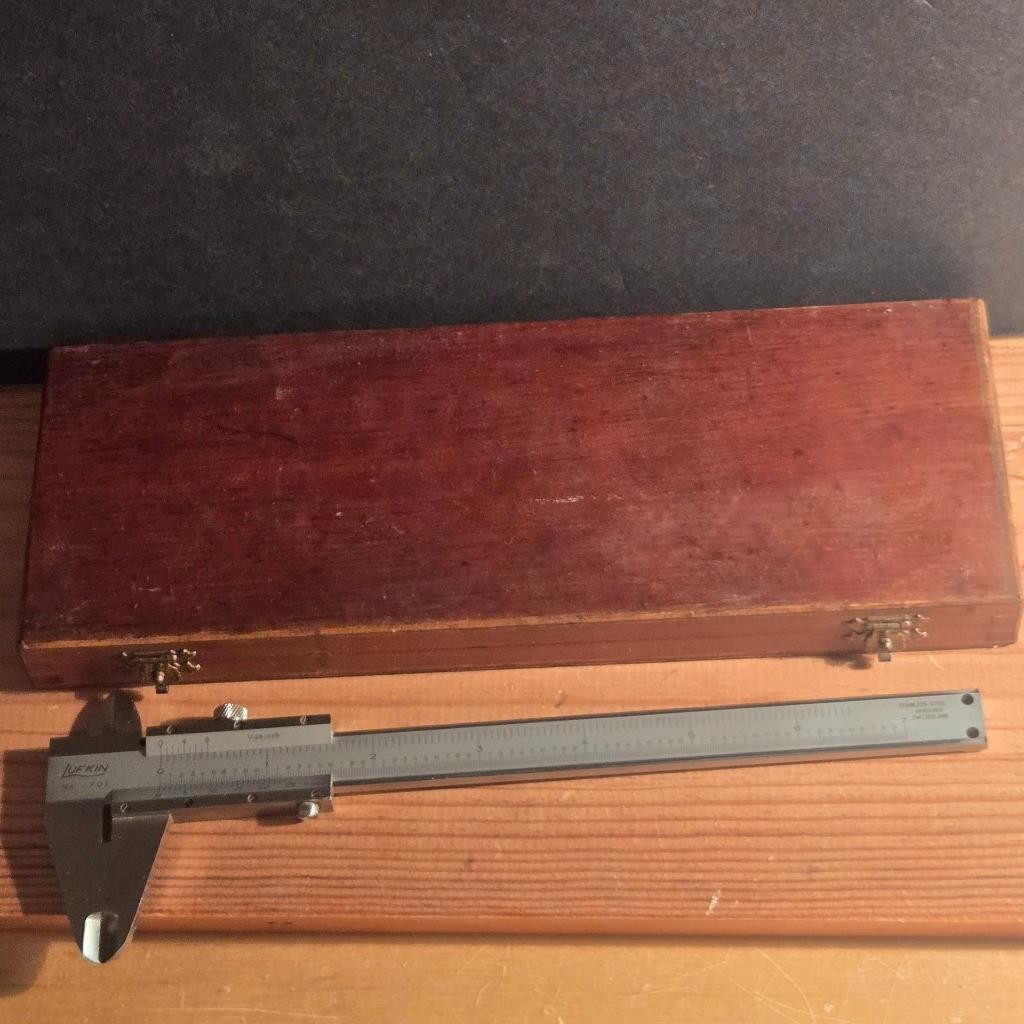 SHARP VTG LUFKIN NO, 701 VERNIER CALIPER IN ORIGINAL WOOD BOX SWITZERLAND