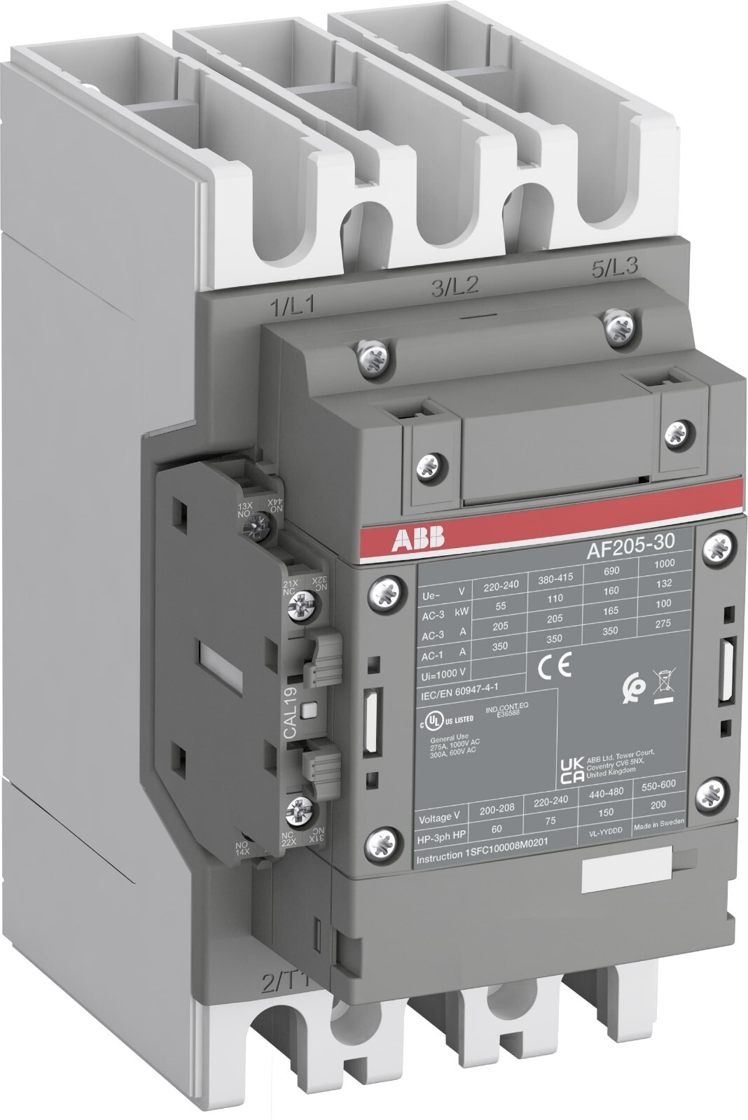 NEW ABB AF205-30-11-13 Contactor, 3-Pole, 300 Amp, 100-250V AC/DC, *US SELLER*