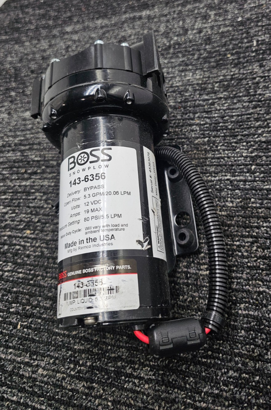 BOSS SNOWPLOW 143-6356: 5.3 GPM/20.06 LPM Liquid Pump 12VDC 19 AMP MAX 80 PSI