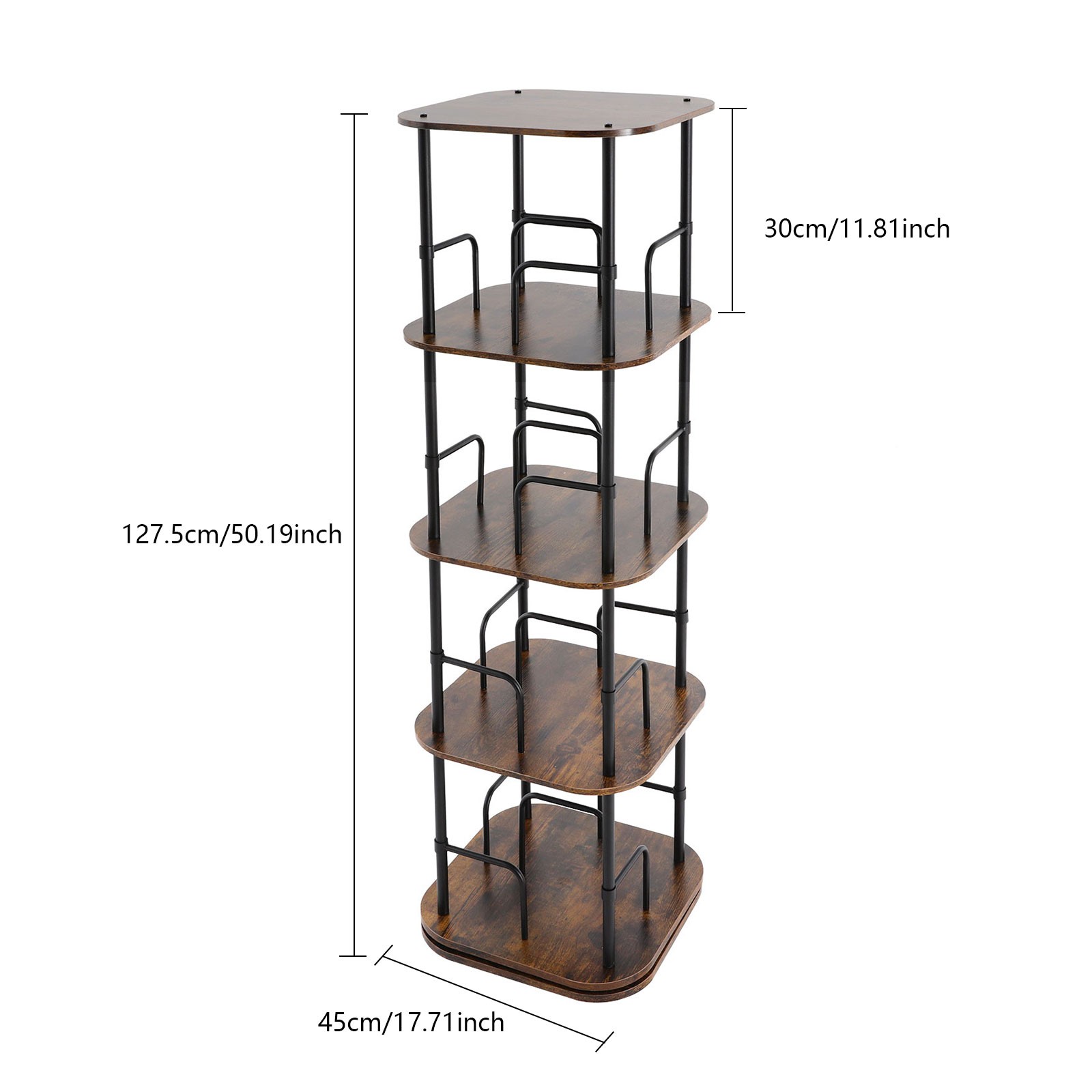4-Tier Rotating Bookshelf, Book Storage Shelf, Floor Standing Rotating Bookshelf