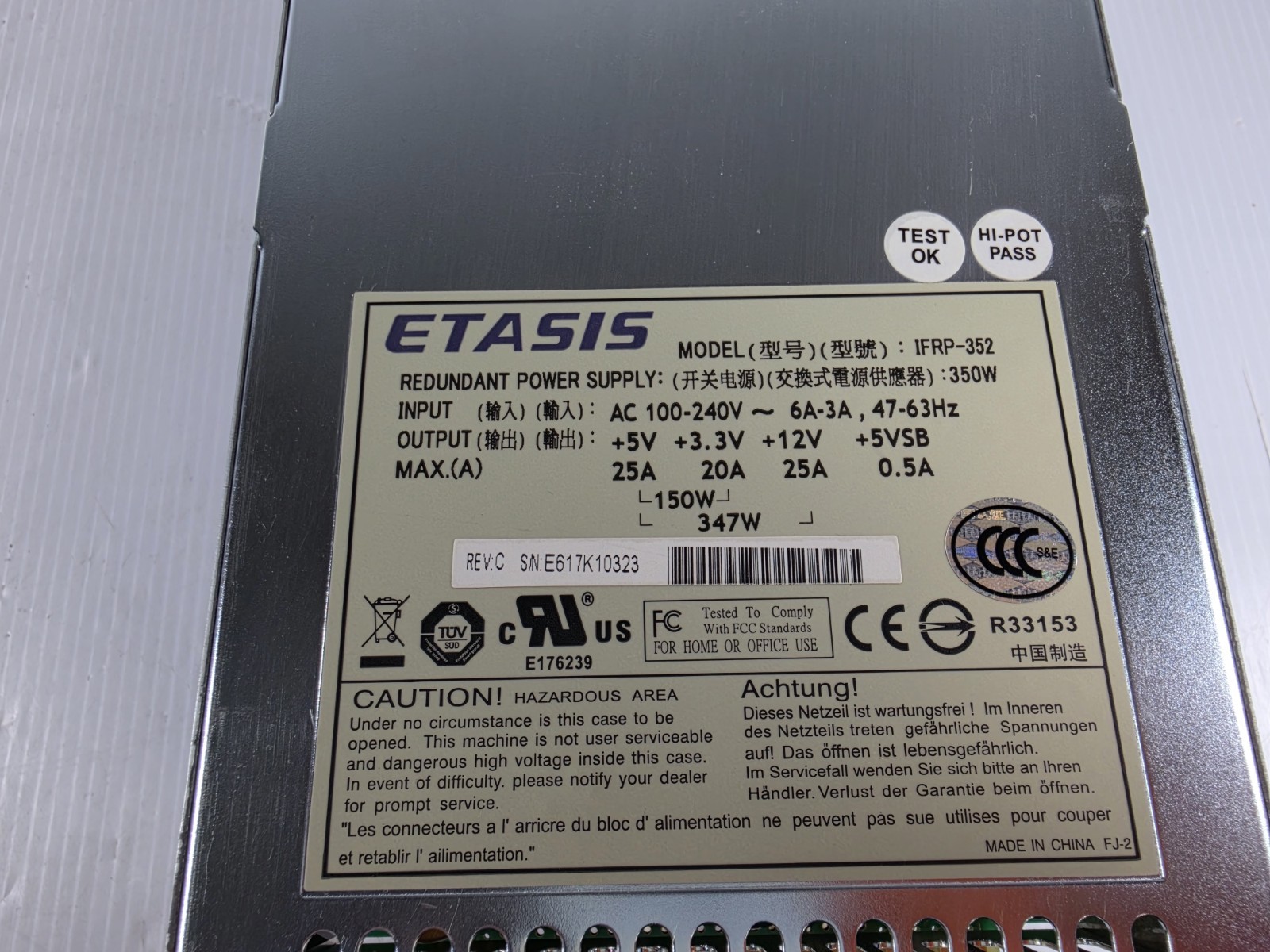 ETASIS IFRP-352 9272CPSU-0011 Power Supply Module 350W