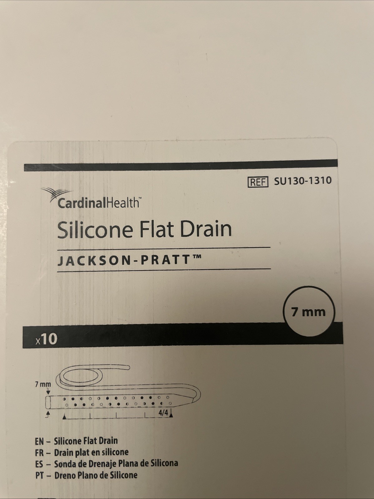 New Cardinal Health Jackson-Pratt Silicon Flat Drain SU130-1310 Box of 10(7mm)