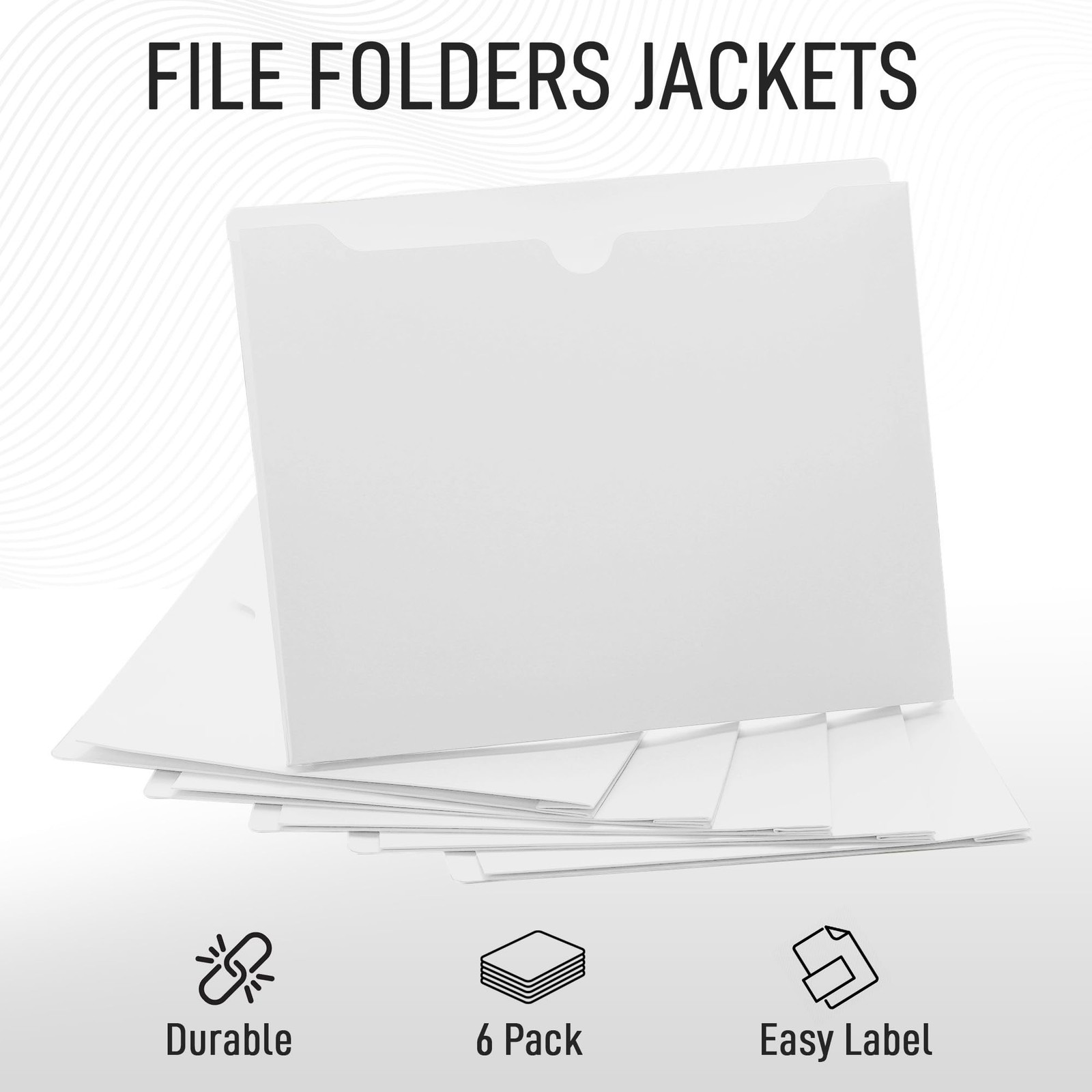 6 PCS White File Jackets Reinforced StraightCut Tab Fits 2 Inch Expansion