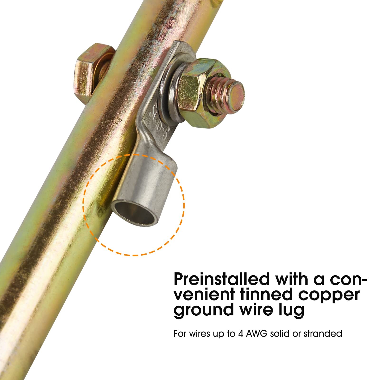 – Portable Ground Rod – Grounding Pin with Ground Wire Lug | Great for Electr