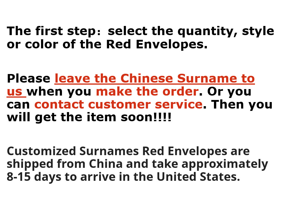 50pcs Customized Surname Red Envelope Creative Hongbao Red Packet Gift Envelopes