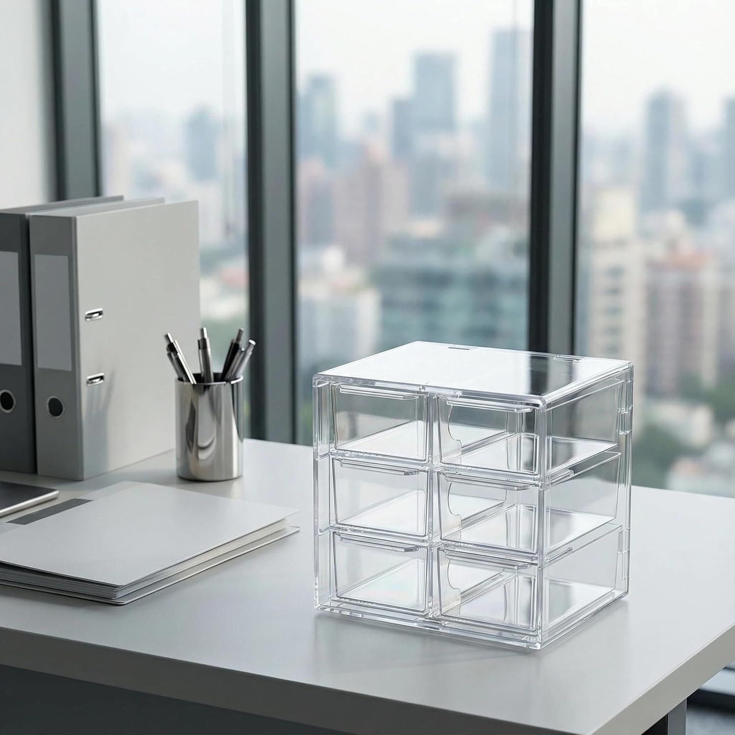 Acrylic Drawer Organizer, Clear Desk Organizer with Drawer, Plastic Stackable…