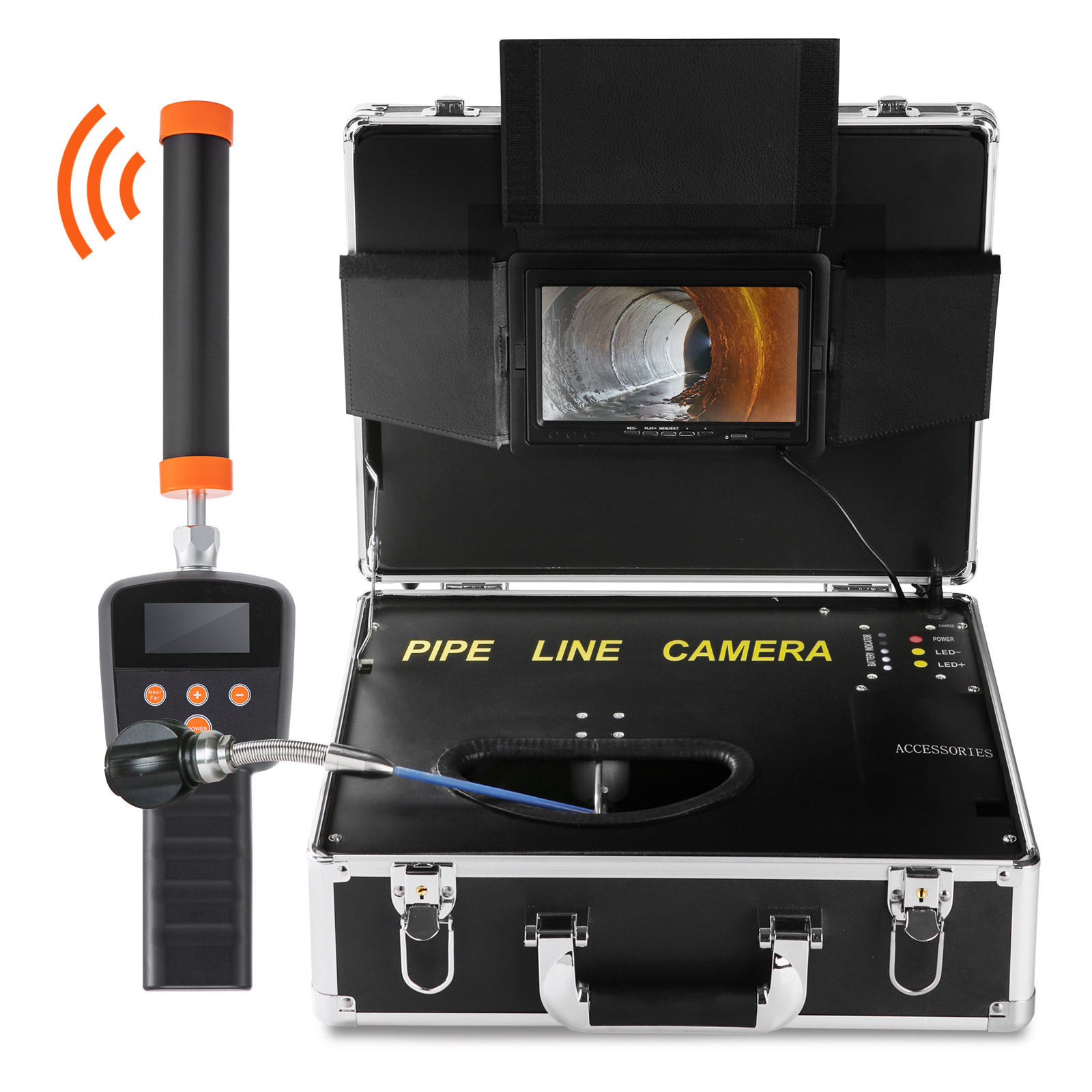 7″ 30m/100ft Sewer Camera Pipe Inspection Camera 1000TVL 512Hz Locator