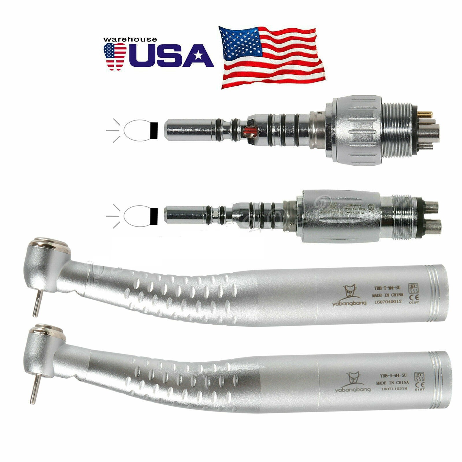Dental Fiber Optic LED Handpiece High Speed Fit Quick Coupler 4Hole/6Hole Swivel