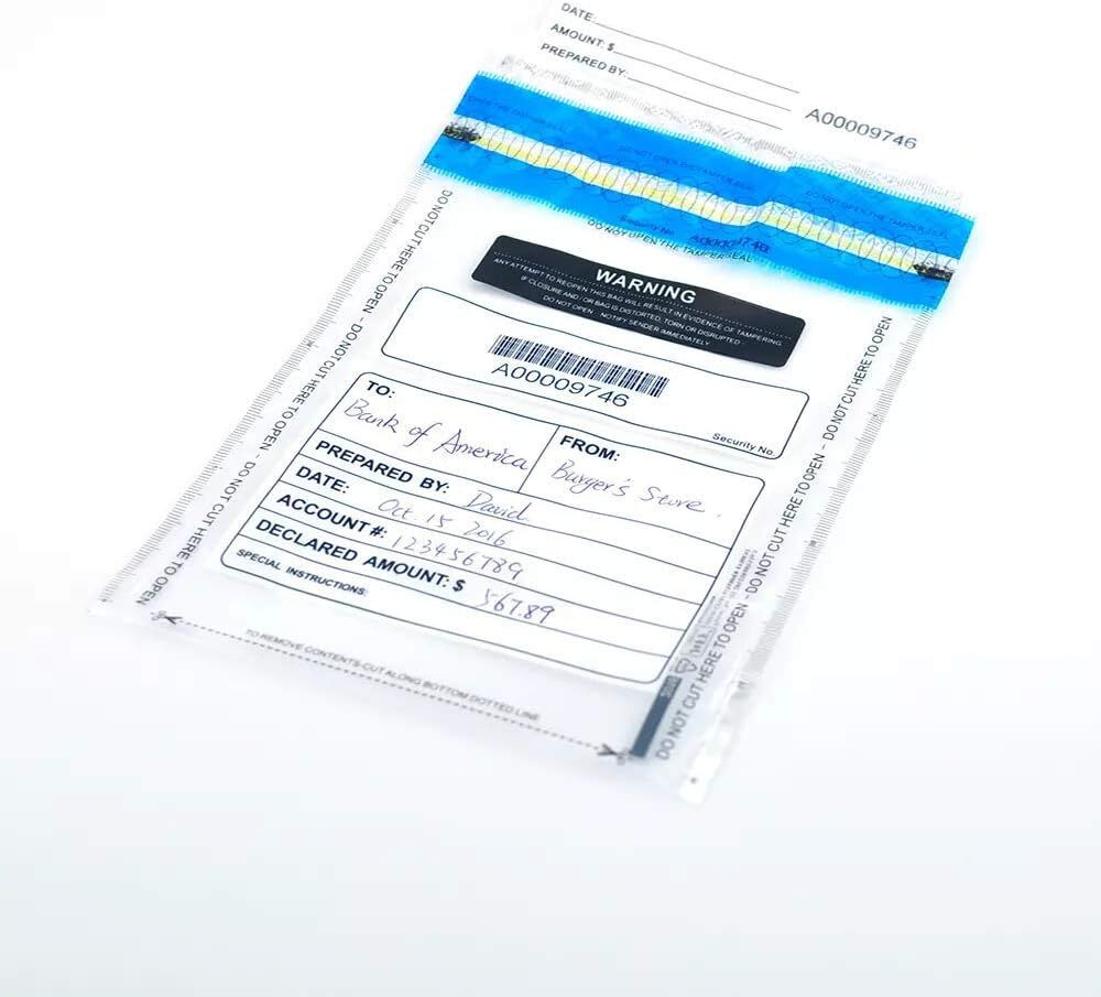 Clear Tamper Evident Deposit Bags 6X9 Inches Self Sealing Waterproof 100 Pack