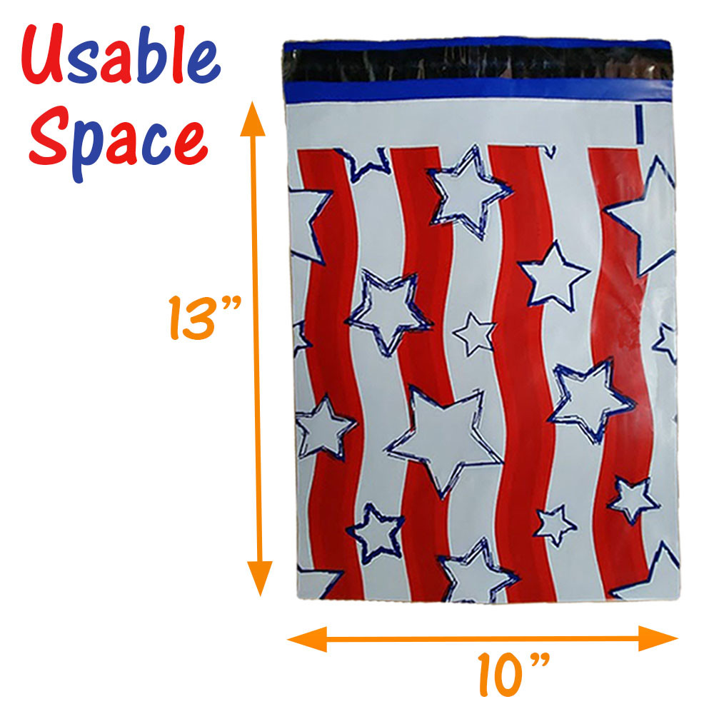 10×13″ Military Soldier Patriotic Flag Poly Mailers, Flat Shipping Envelope Bags