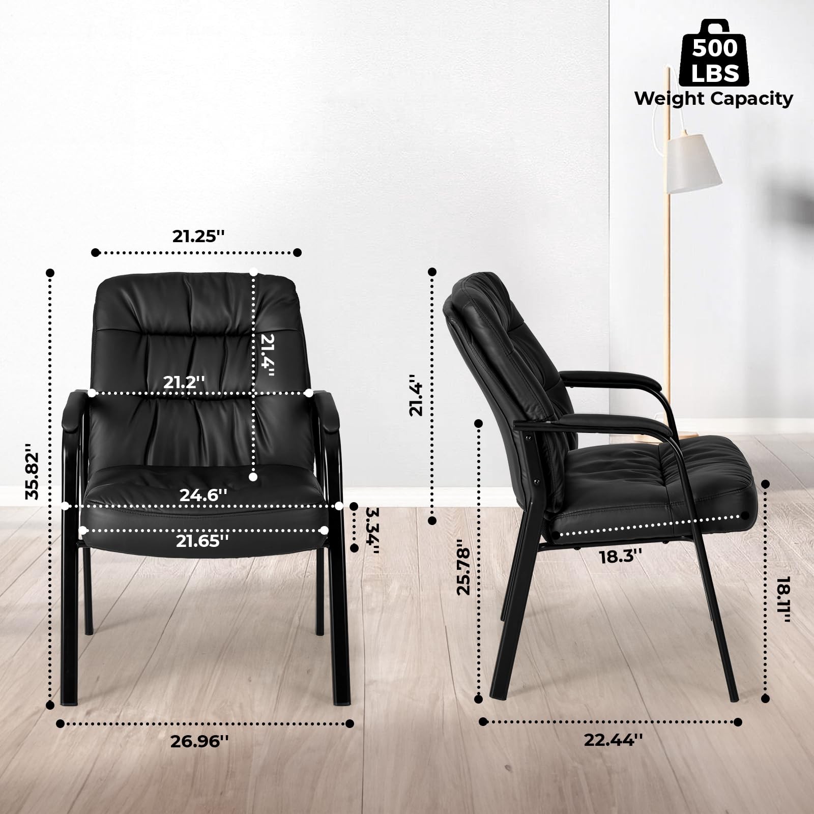 Office Waiting Room Guest Chair, 500lbs Office Reception Lobby PU Leather Cha…