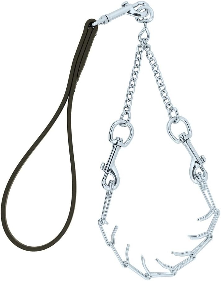 Weaver Leather Livestock Pronged Chain Goat Collar and Lead 24 inches, Red