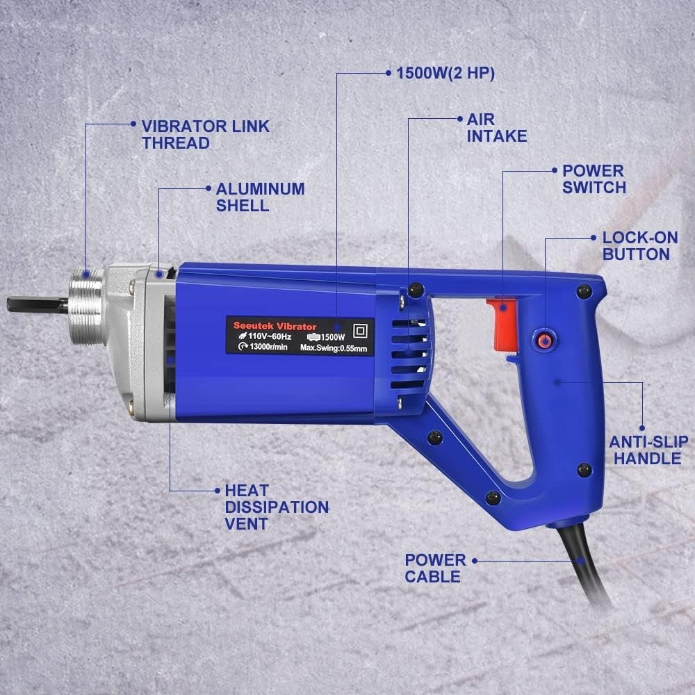 Portable 13000 VPM Concrete Vibrator – 6.6ft Length, Lightweight Design