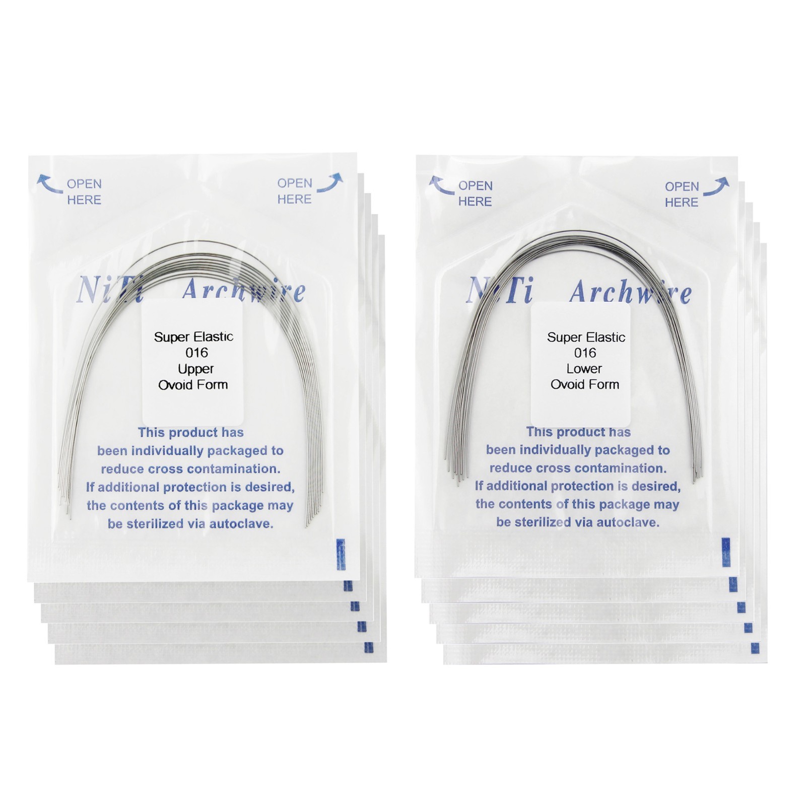 Dental Orthodontic Arch Wires Niti Stainless Steel Ovoid Natural Form 100pcs U/L