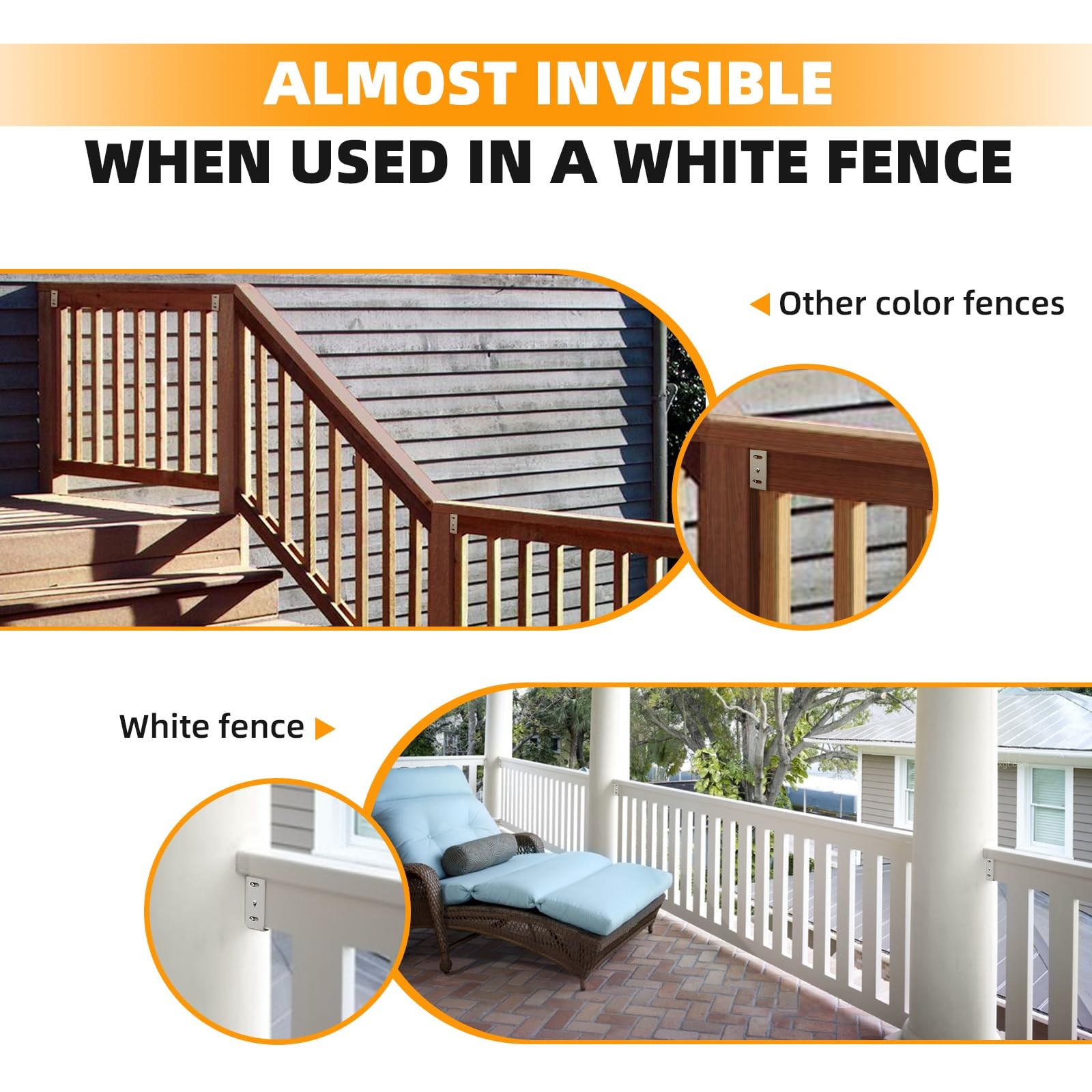 Aluminum Fence Bracket for Vinyl 1.92 1.25 2.77, 6 brackets & 60 screws