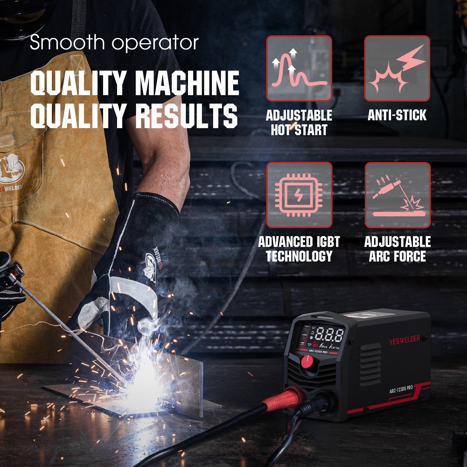 Mini Stick Welder Portable, Large LED Display 125Amp 110V ARC Welding Machine