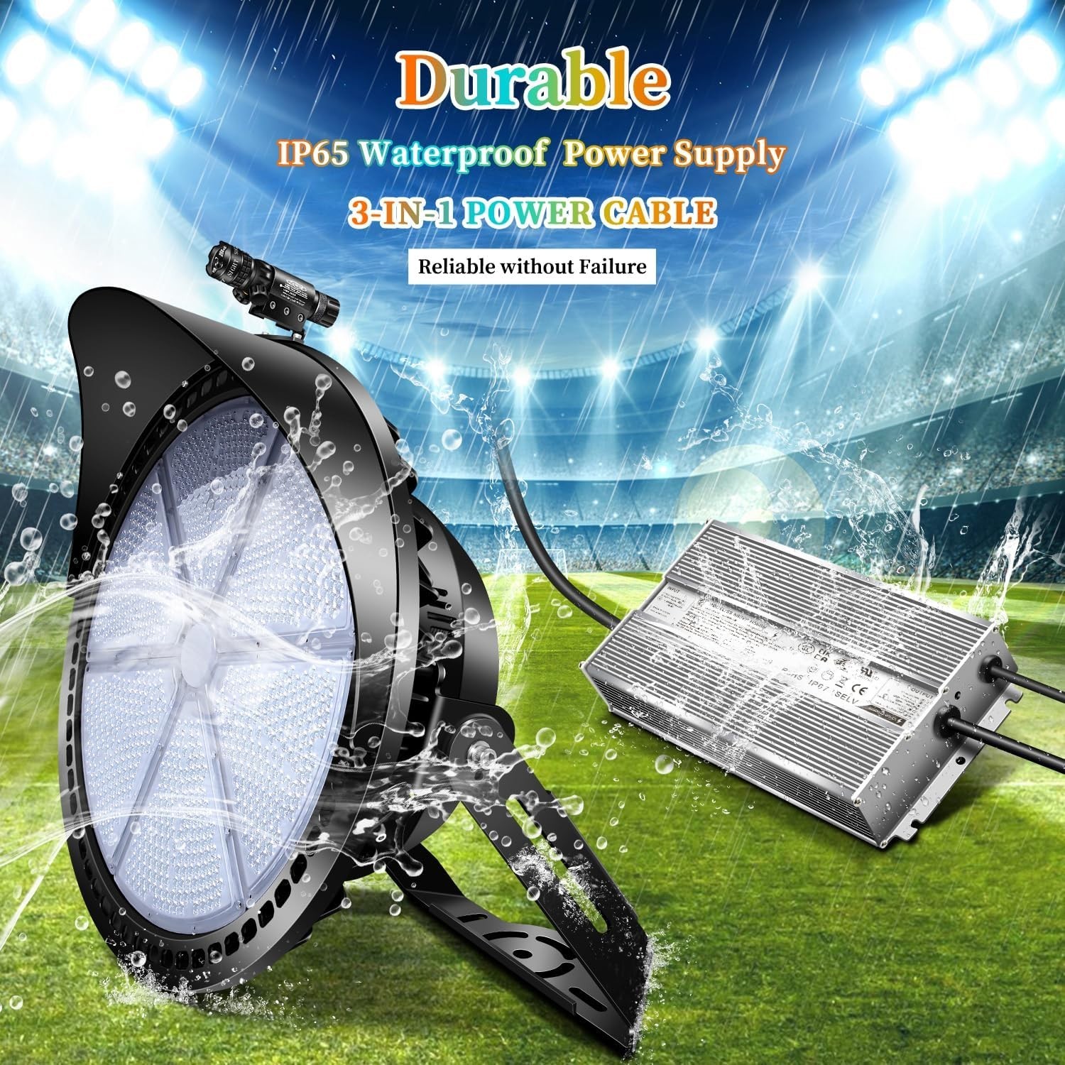800W Dimmable LED Stadium Farm Arena Light IP66 Round Commercial Flood Light