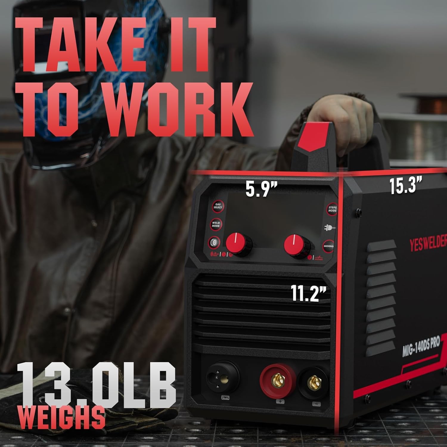 140A 4-in-1 MIG Welder, 110V/220V Dual Voltage, Gas/Flux/Stick/TIG