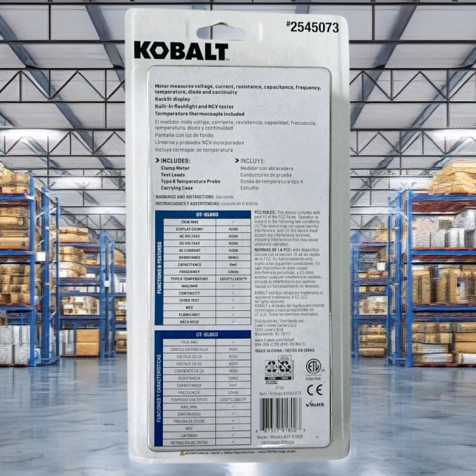 KobaltDigital Display Clamp Meter Multimeter 400 Amp 600V Volt