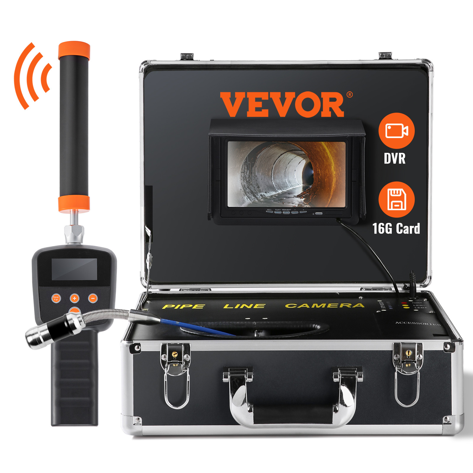 7″ 30m/100ft Sewer Camera Pipe Inspection Camera 1000TVL 512Hz Locator