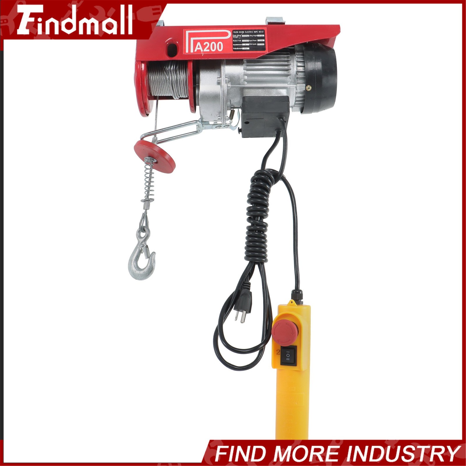Findmall Mini Electric Hoist 110v 440lbs/200kg 6.6ft/2m Wired Remote Control